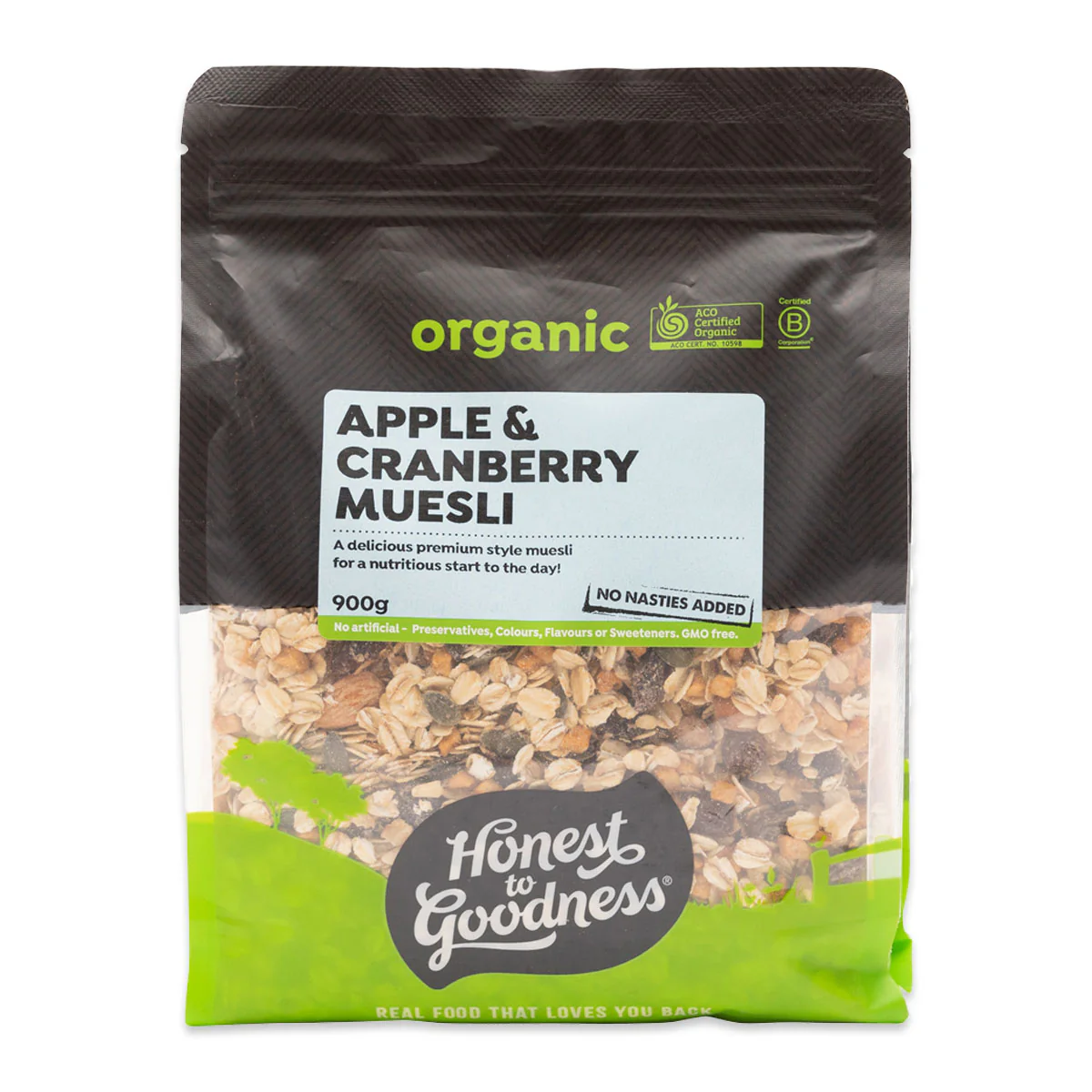 Honest to Goodness Organic Apple and Cranberry Muesli 900g