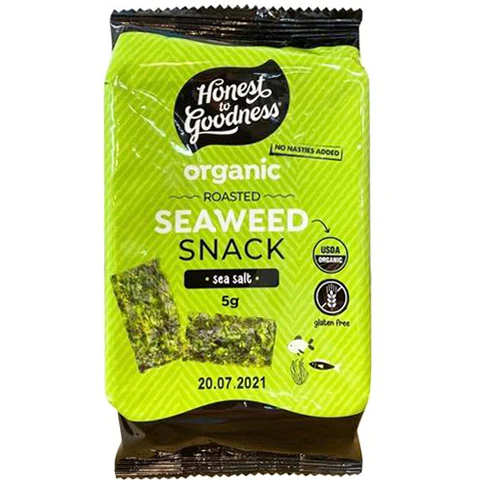 Honest to Goodness Organic Roasted Seaweed Snack Sea Salt 5g
