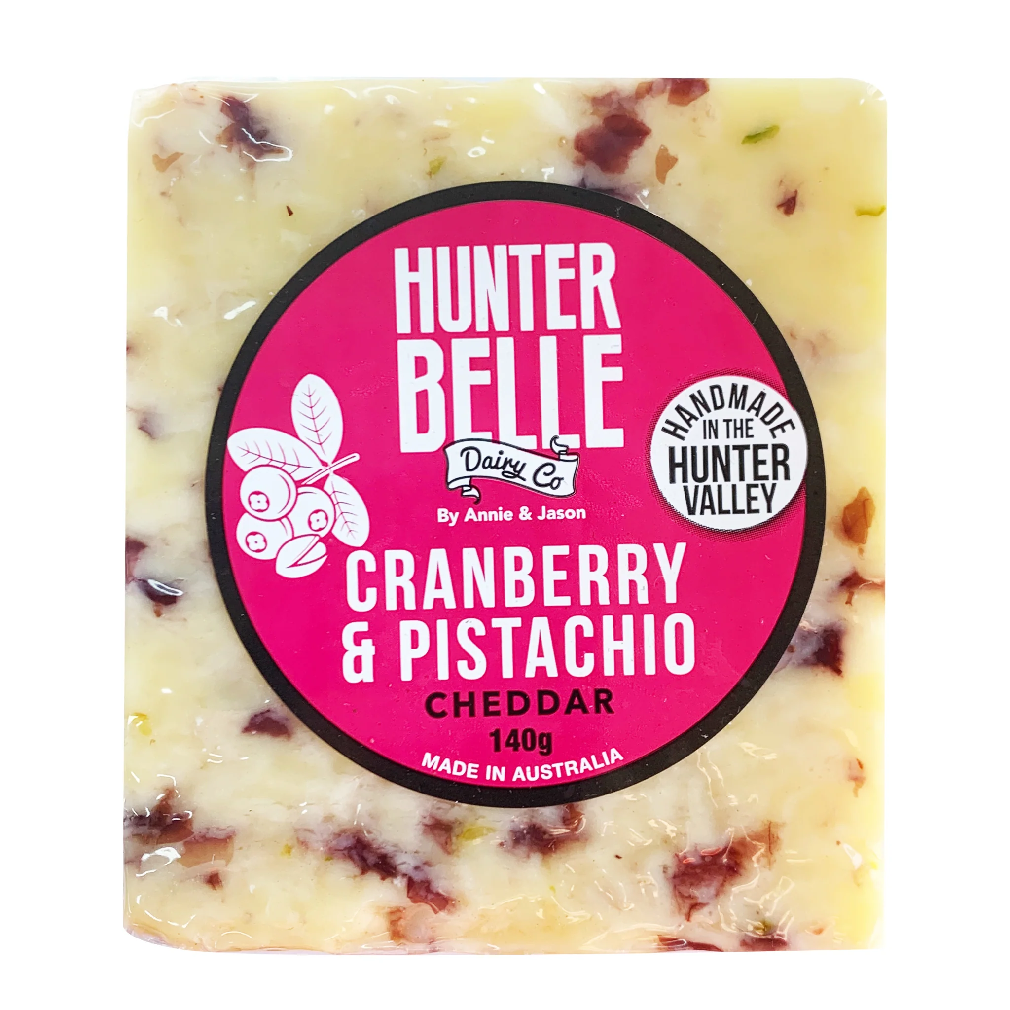 Hunter Belle Dairy Co. Cranberry and Pistachio Cheddar 140g