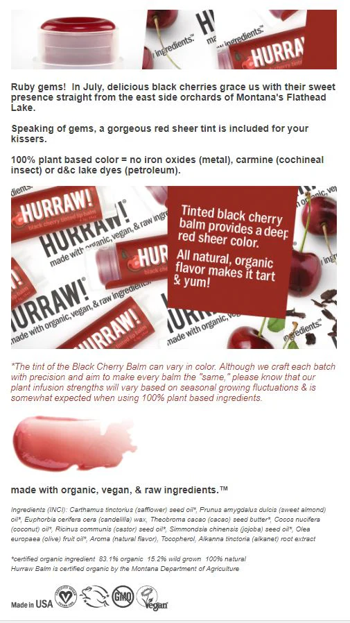 Hurraw Black Cherry Tinted Lip Balm each - Image 2
