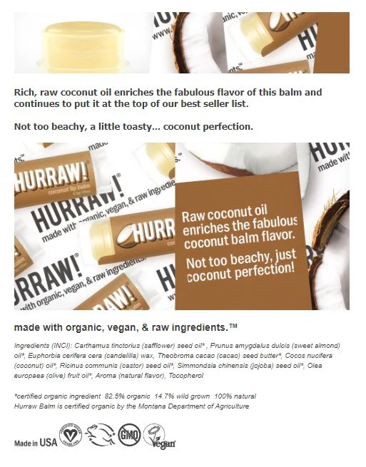Hurraw Coconut Lip Balm 4.3g - Image 2