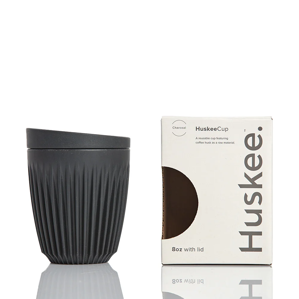 Huskee Reusable Coffee Cup Charcoal 235ml - Image 2