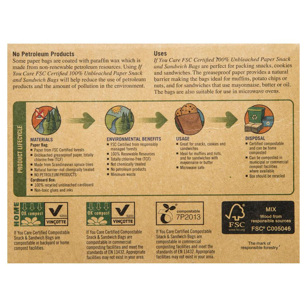 If You Care Paper Snack and Sandwich Bags x48 - Image 2