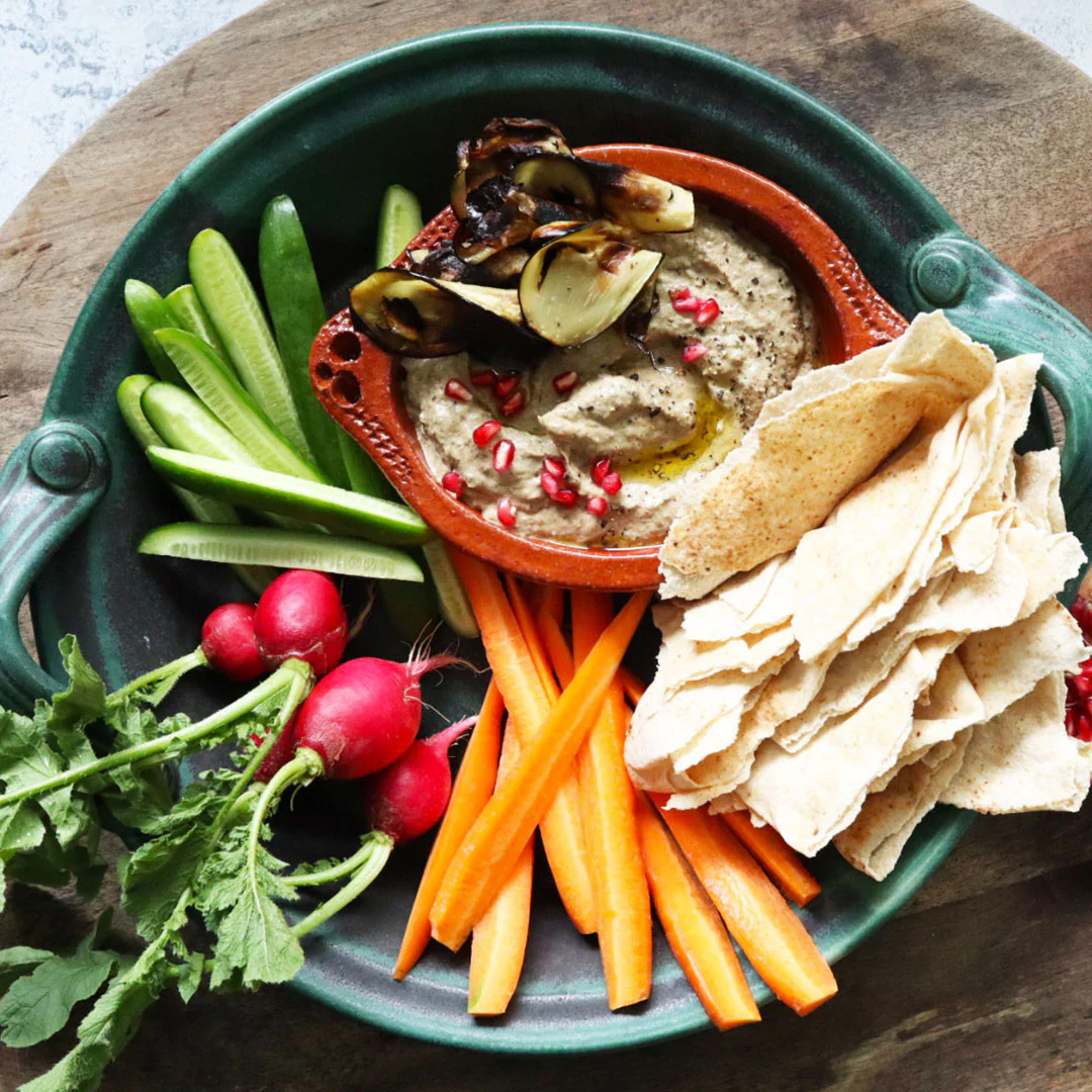 Imperfect Eggplant Baba Ganoush and Crudites