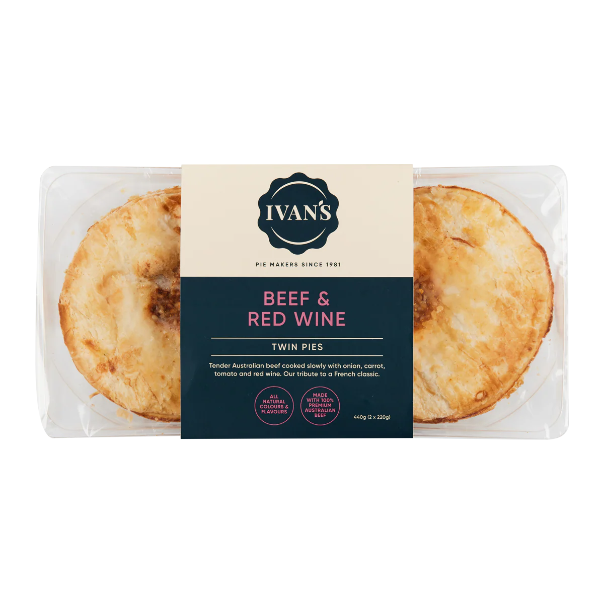 Ivan's Pies Beef and Red Wine Pies x2 440g