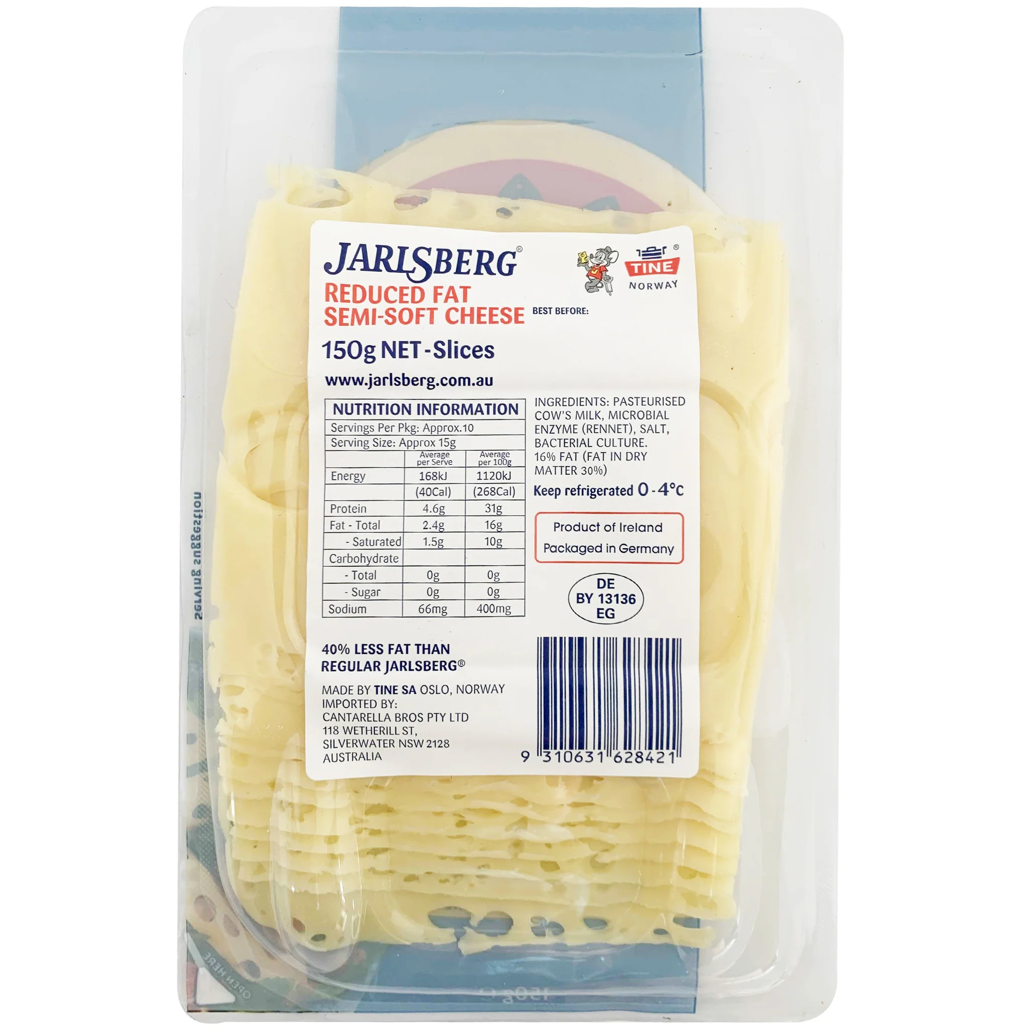 Jarlsberg Lite Cheese Slices 150g - Image 2