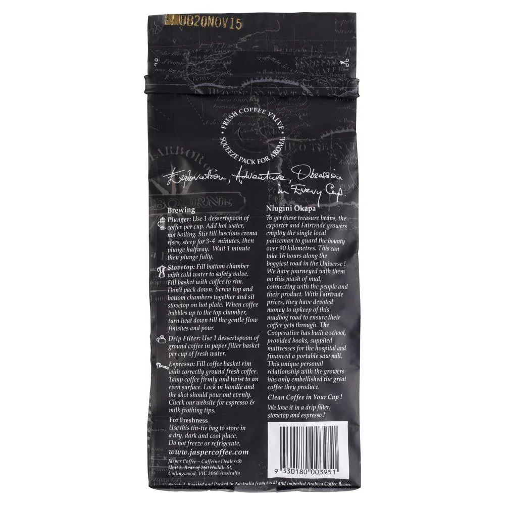 Jasper Coffee Okapa Ground Coffee 250g - Image 3