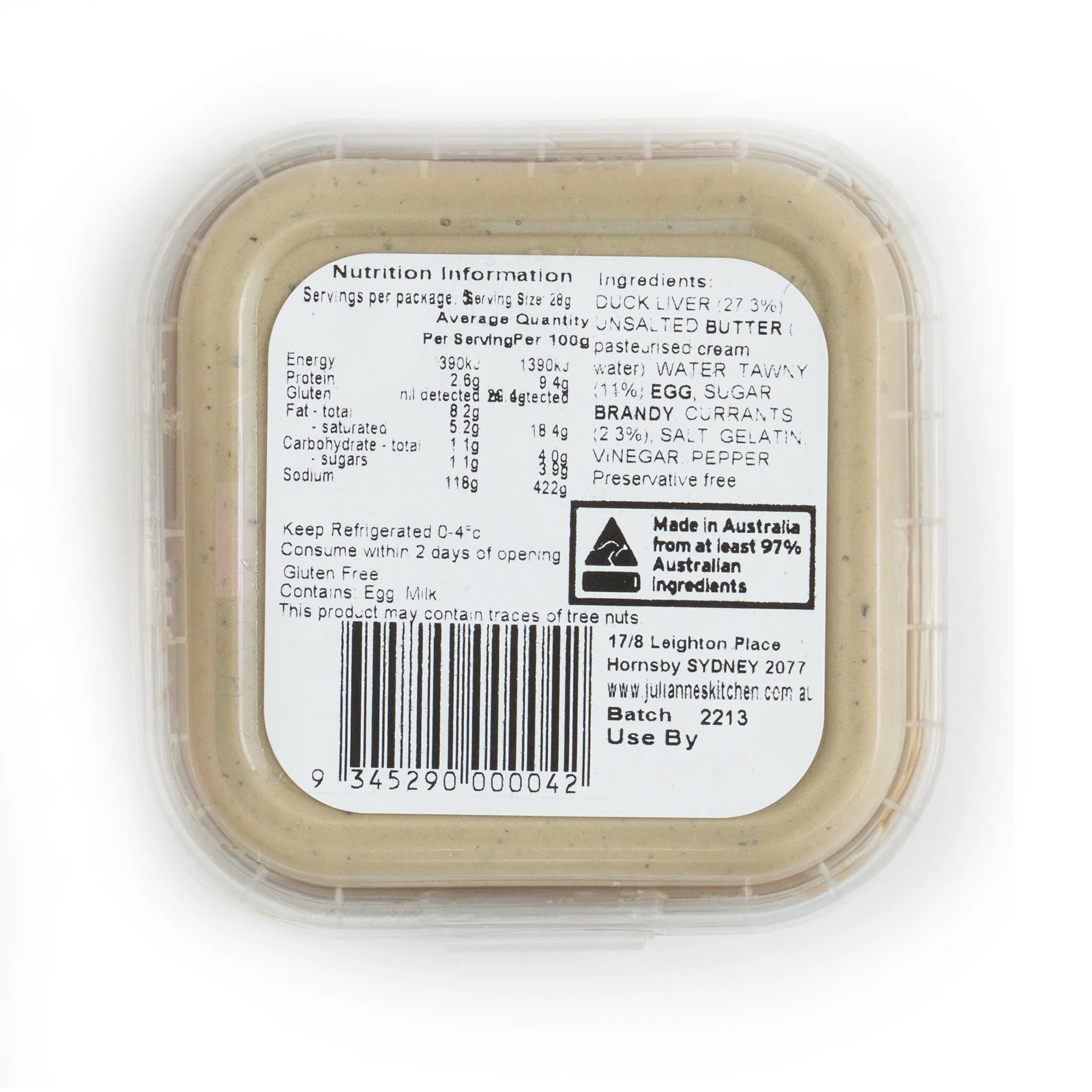 Julianne's Kitchen Duck and Currant Pate 140g - Image 2
