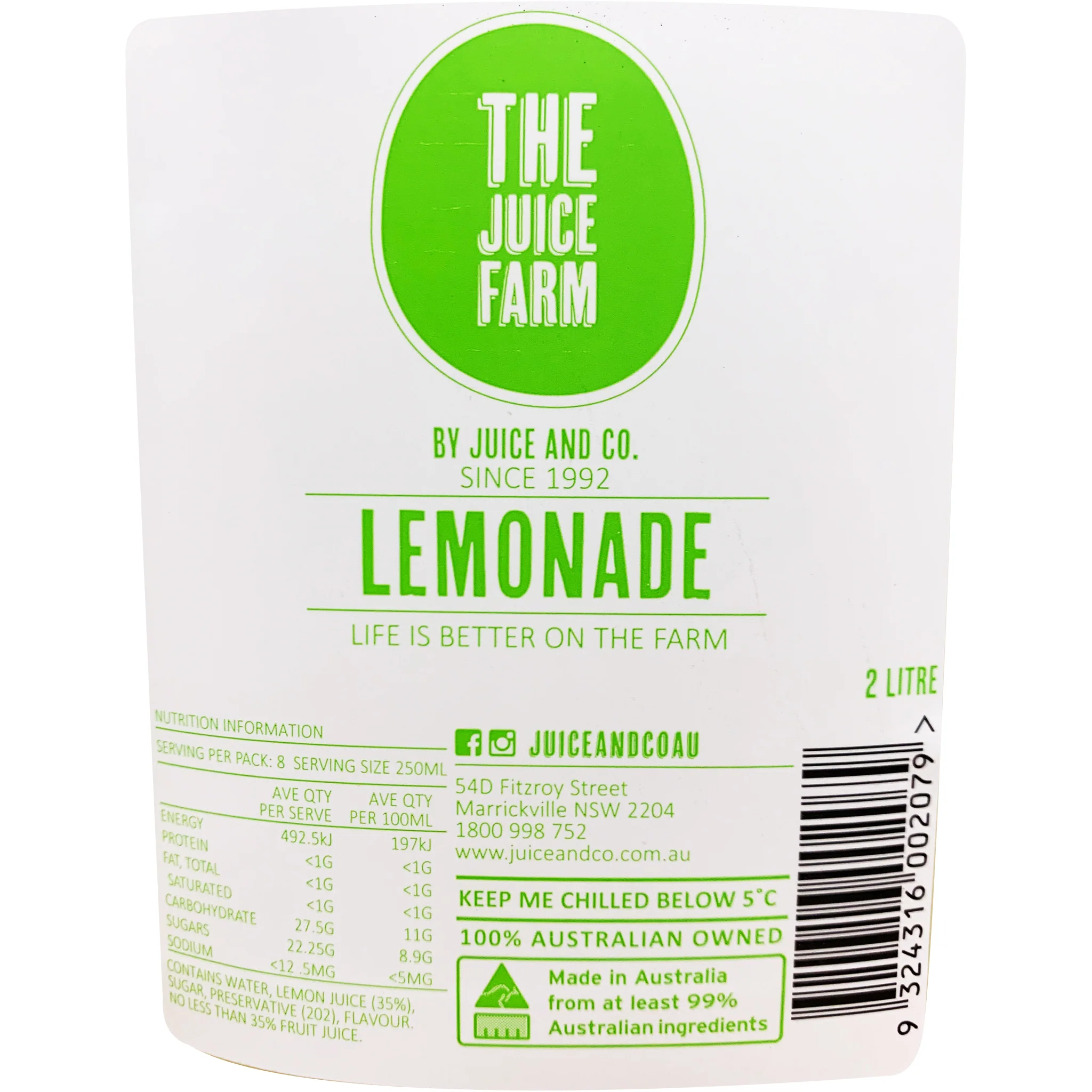 The Juice Farm Crushed Lemonade Juice 2L - Image 2