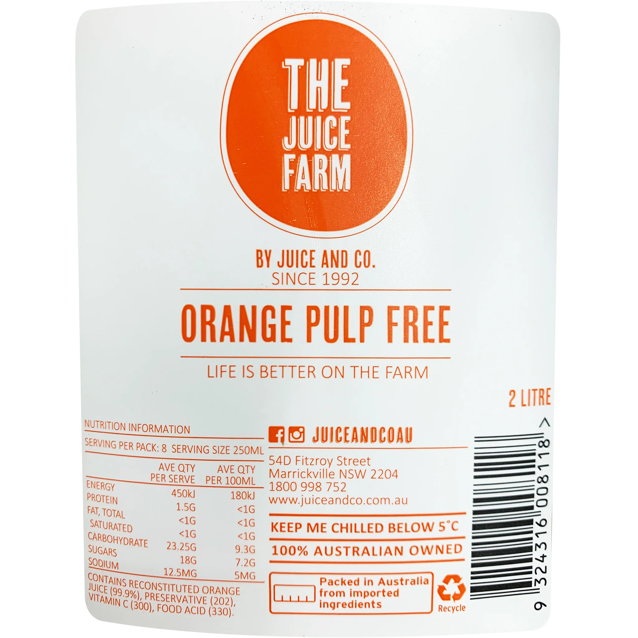 The Juice Farm Orange Pulp Free Juice 2L - Image 2