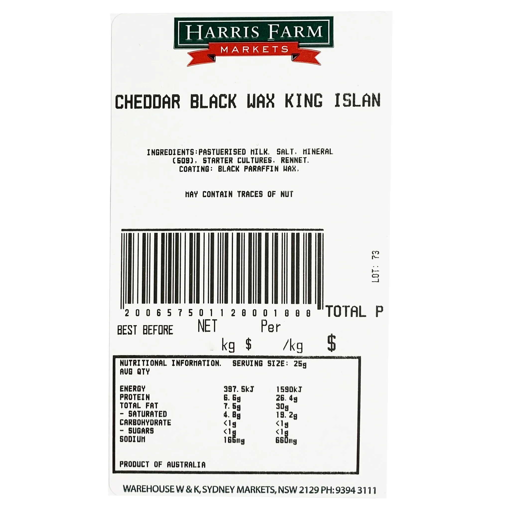 King Island Vintage Black Wax Cheddar 100g-250g - Image 2
