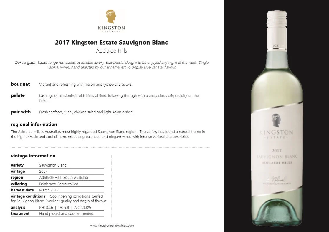 Kingston Estate Sauvignon Blanc Adelaide Hills SA 750ml - Image 2