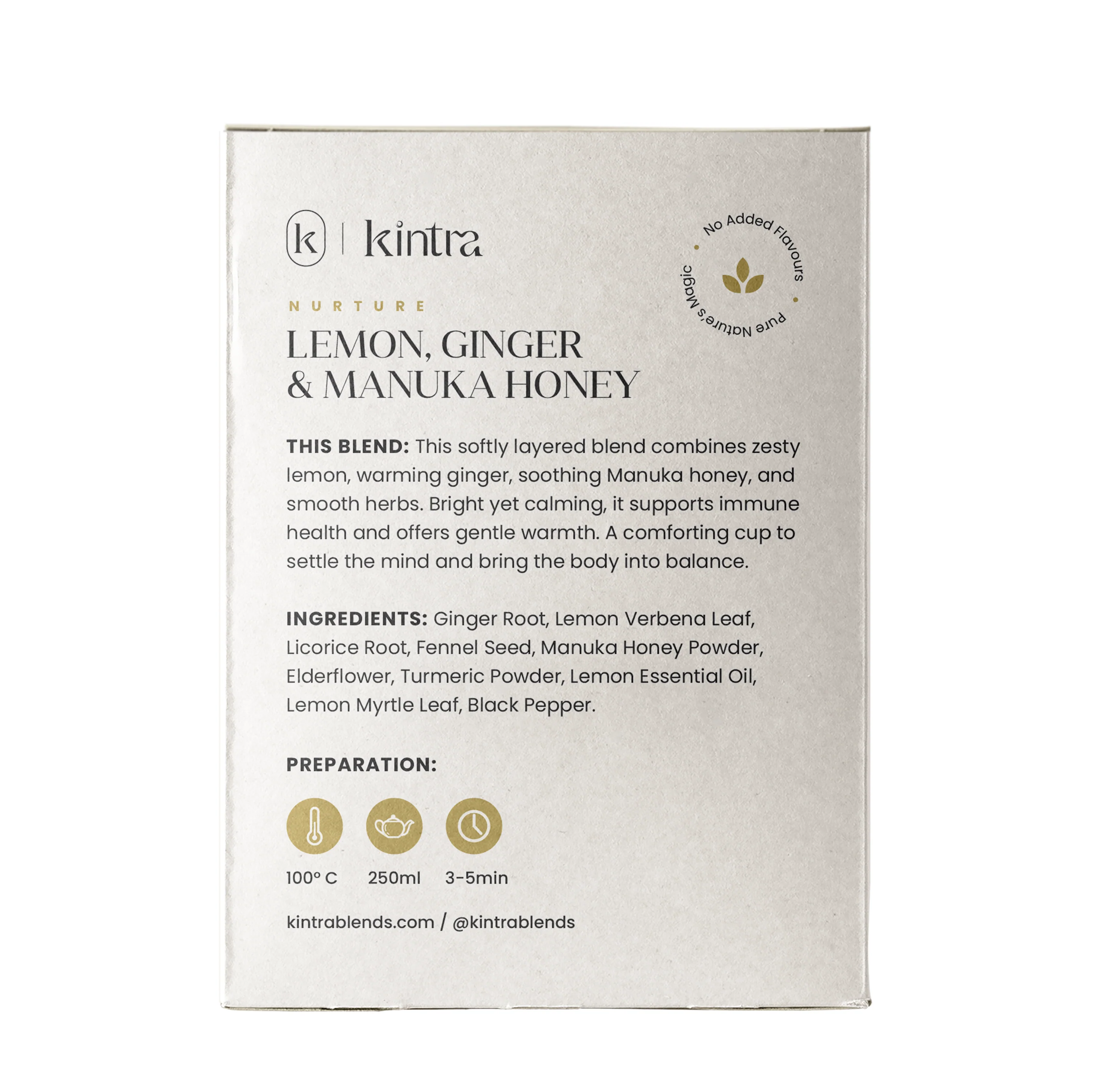 Kintra Foods Lemon, Ginger and Manuka Honey Teabags x25 65g - Image 2