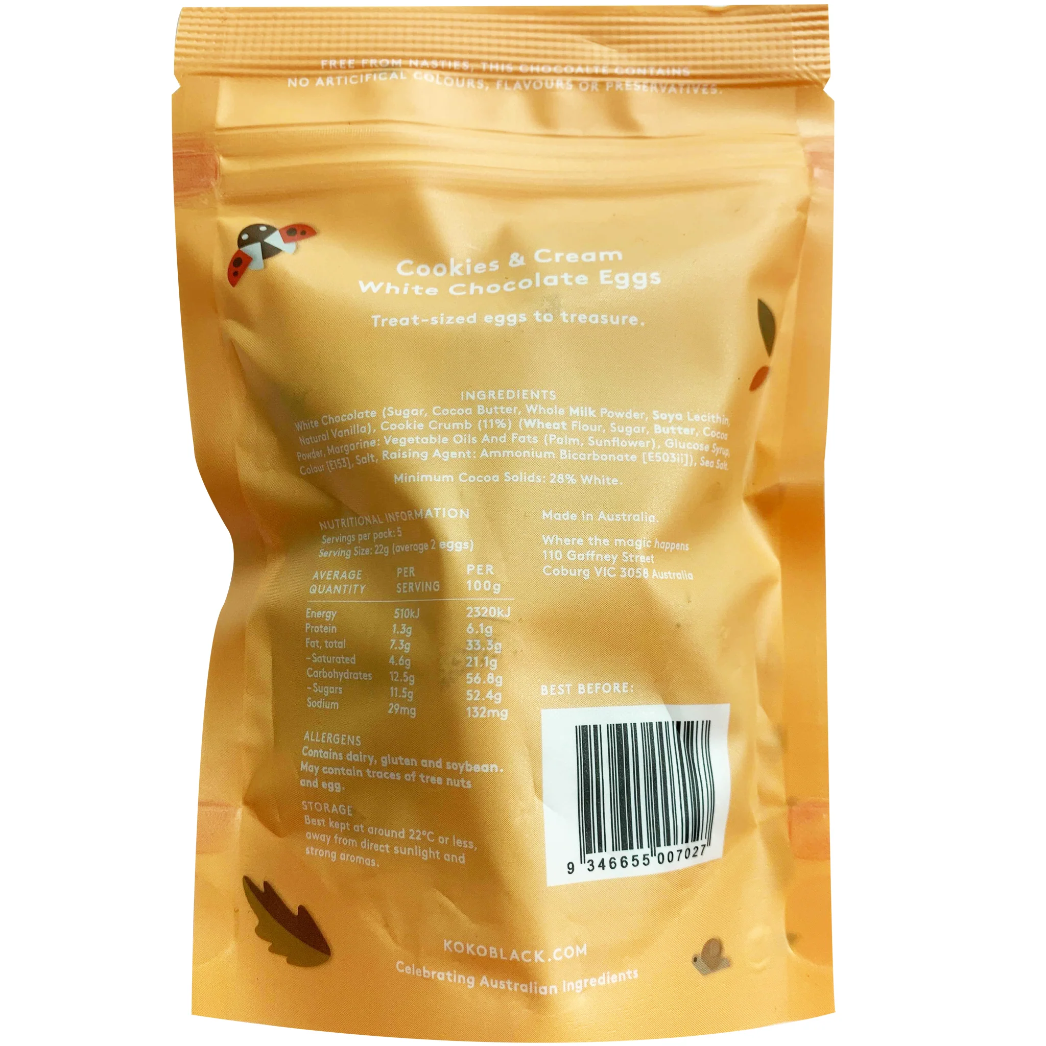 Koko Black Cookies and Cream White Chocolate Eggs 110g - Image 2