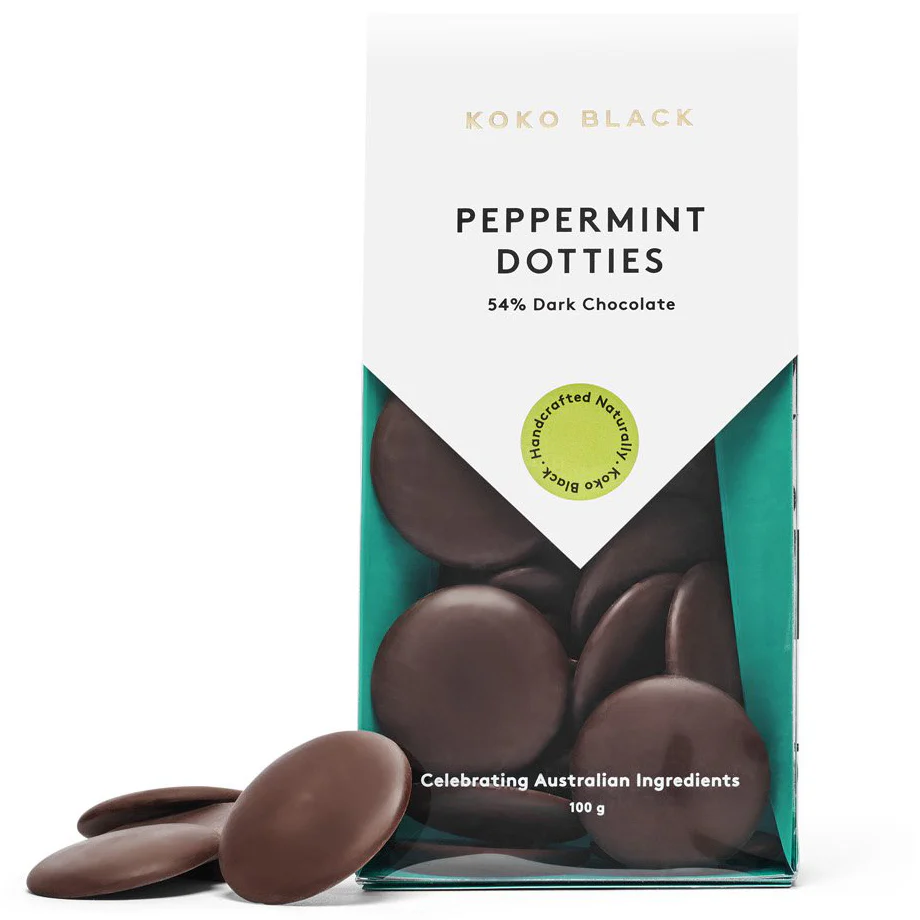 Koko Black Dotties Peppermint Dark Chocolate 100g