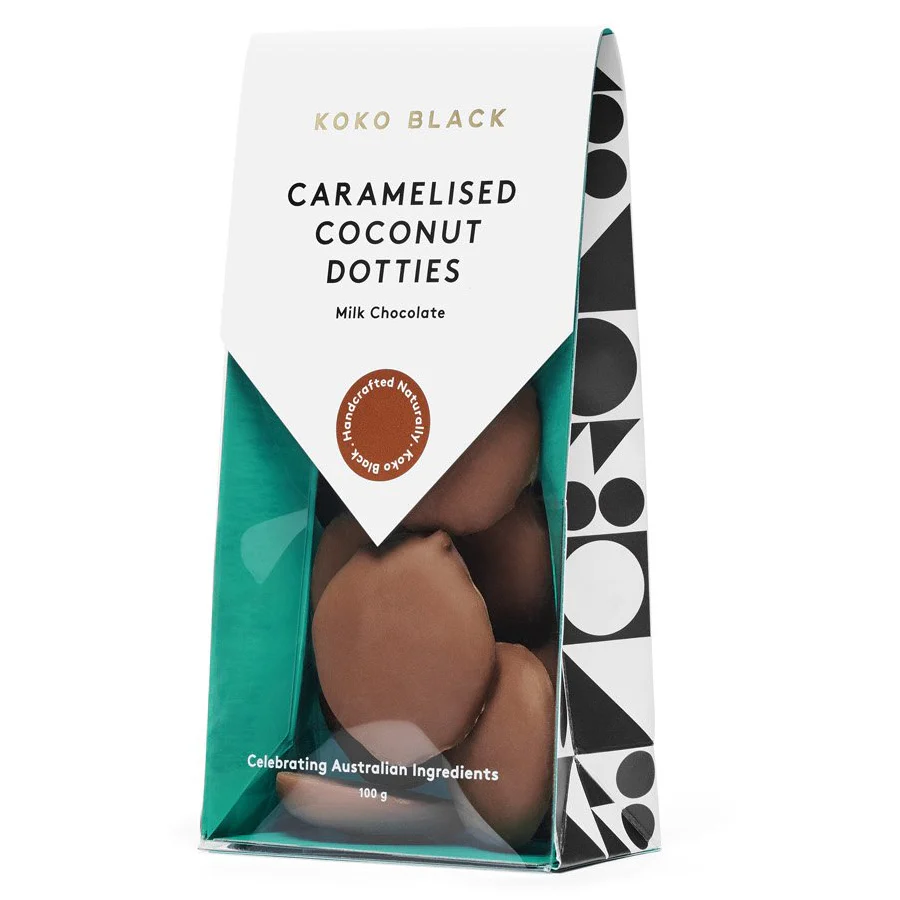 Koko Black Dotties Caramelised Coconut Milk Chocolate 100g - Image 2