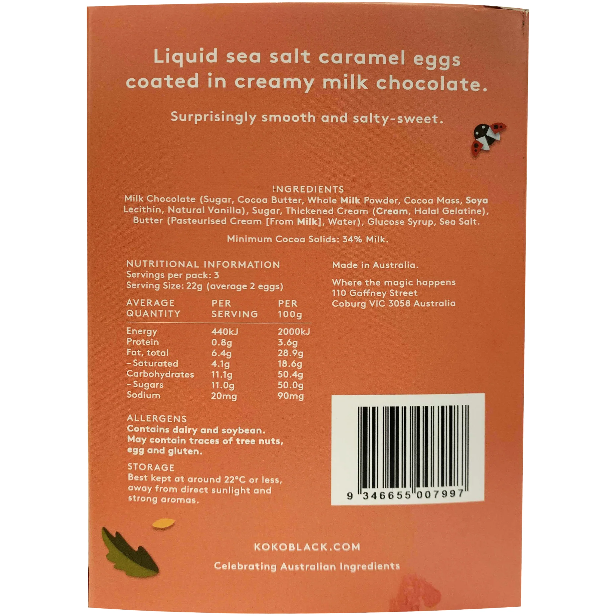 Koko Black Salted Caramel Milk Chocolate Eggs x6 66g - Image 4