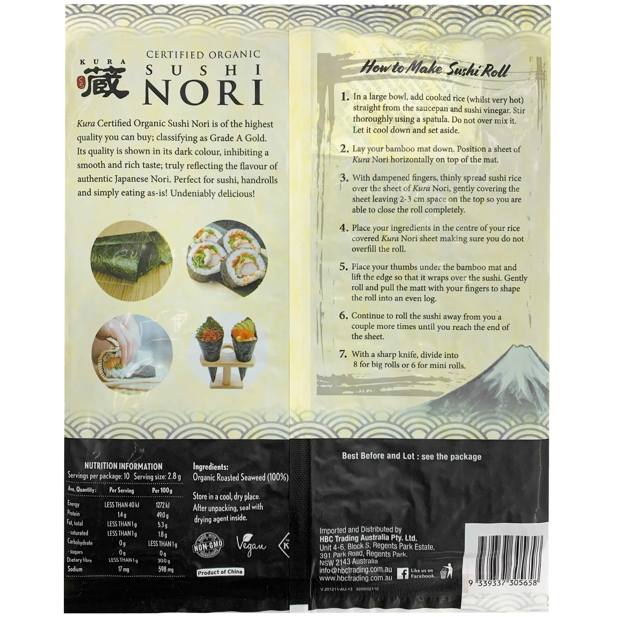 Kura Organic Sushi Nori x10 28g - Image 2