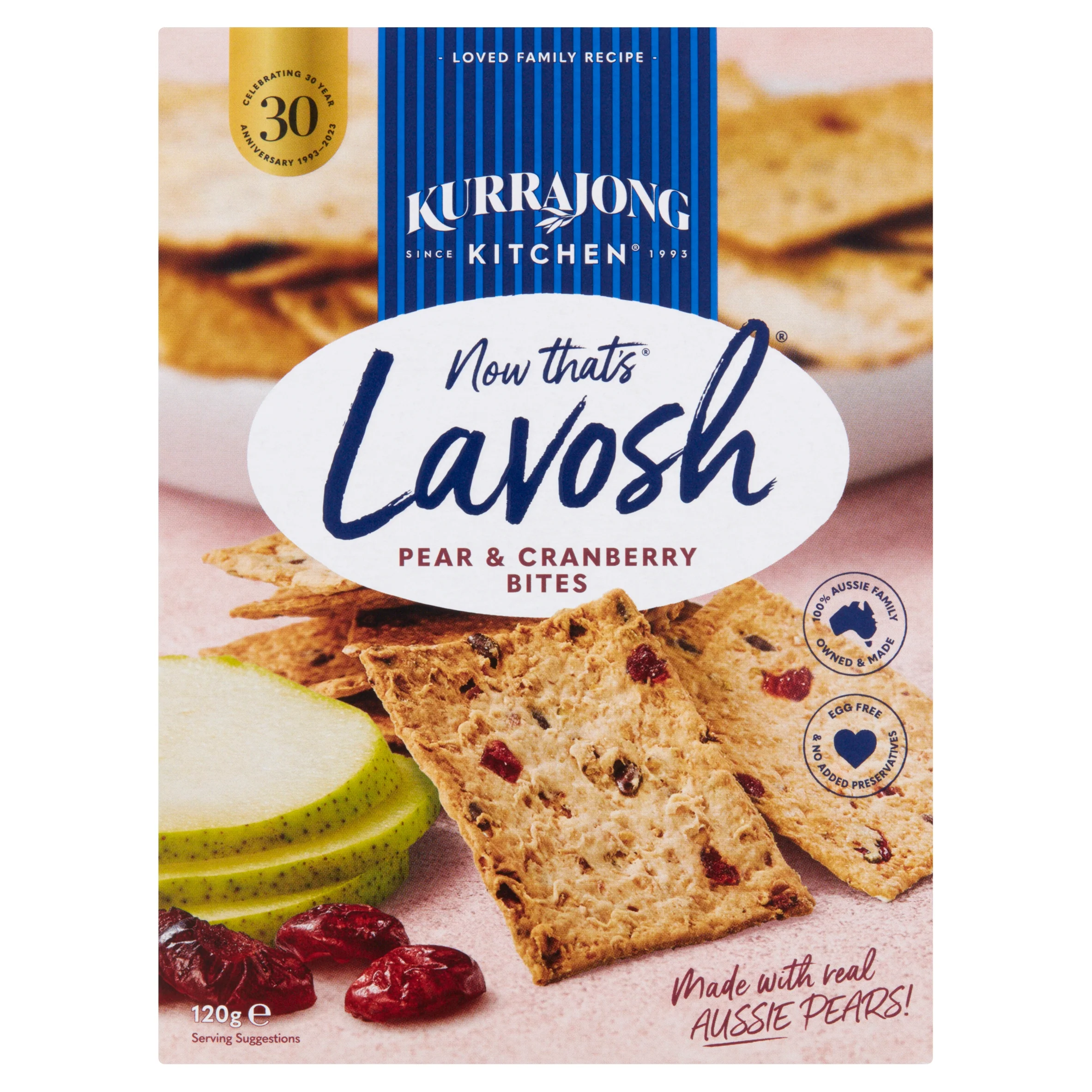 Kurrajong Kitchen Lavosh Pear and Cranberry 120g - Image 2