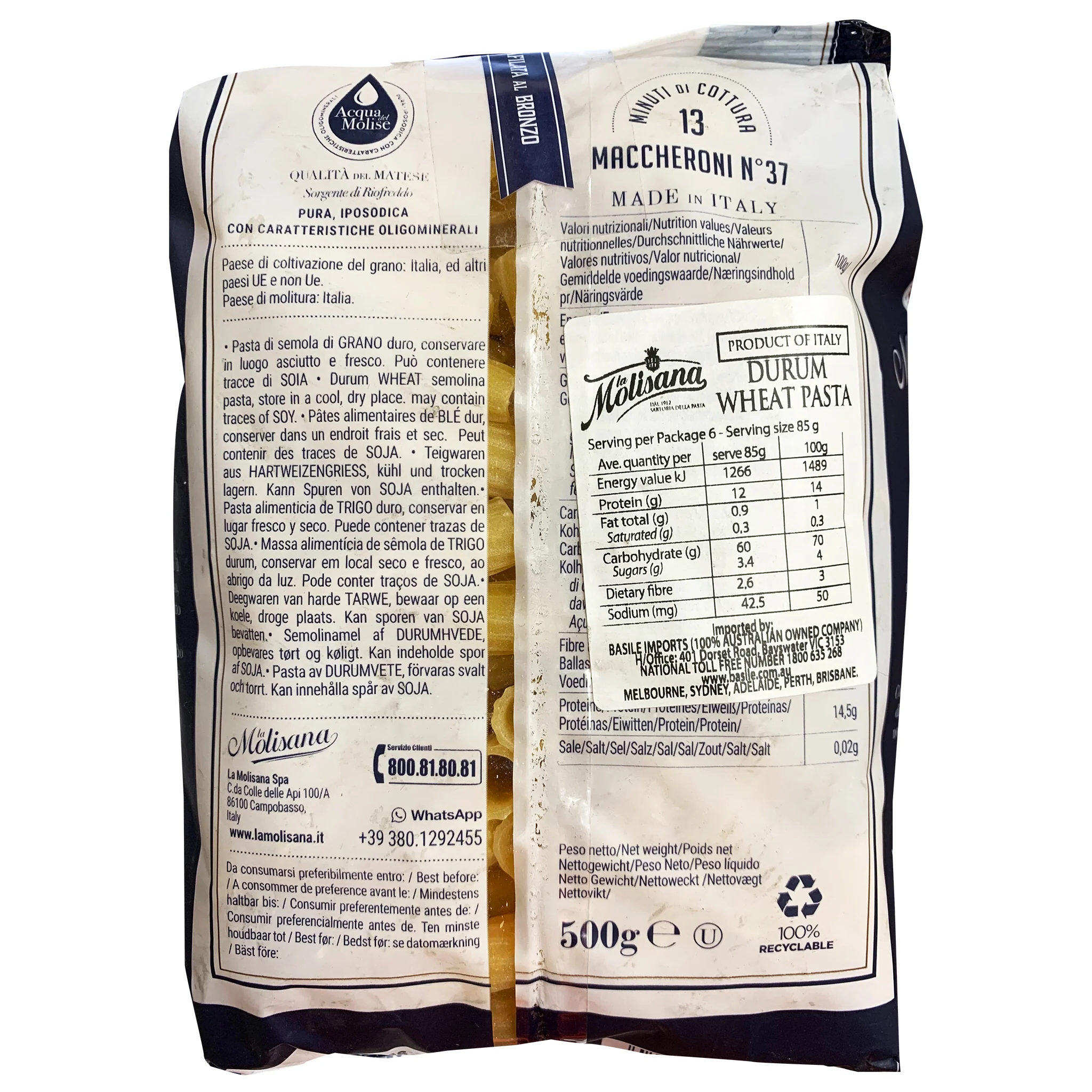La Molisana Maccheroni N.37 500g - Image 2