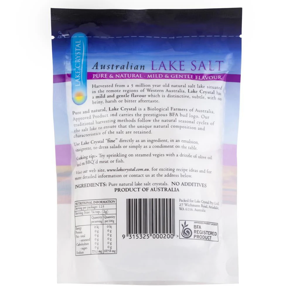 Australian Lake Salt Fine 250g - Image 2