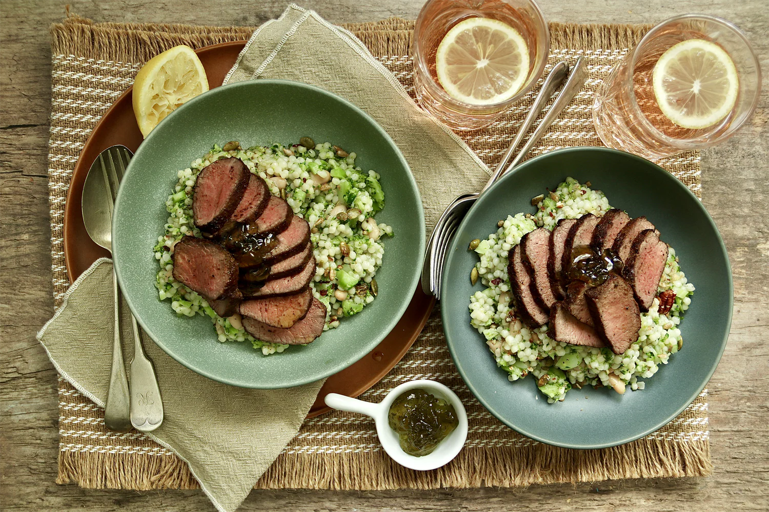Lamb Backstrap - with Giant Couscous, Cannellini Bean, Broccoli and Mint Jelly - Image 2