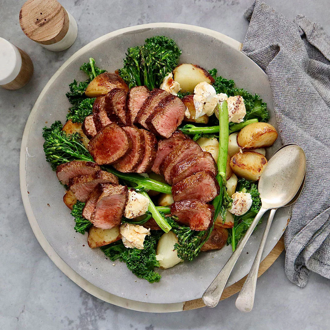 Lamb Backstrap - with Golden Potatoes and Labneh