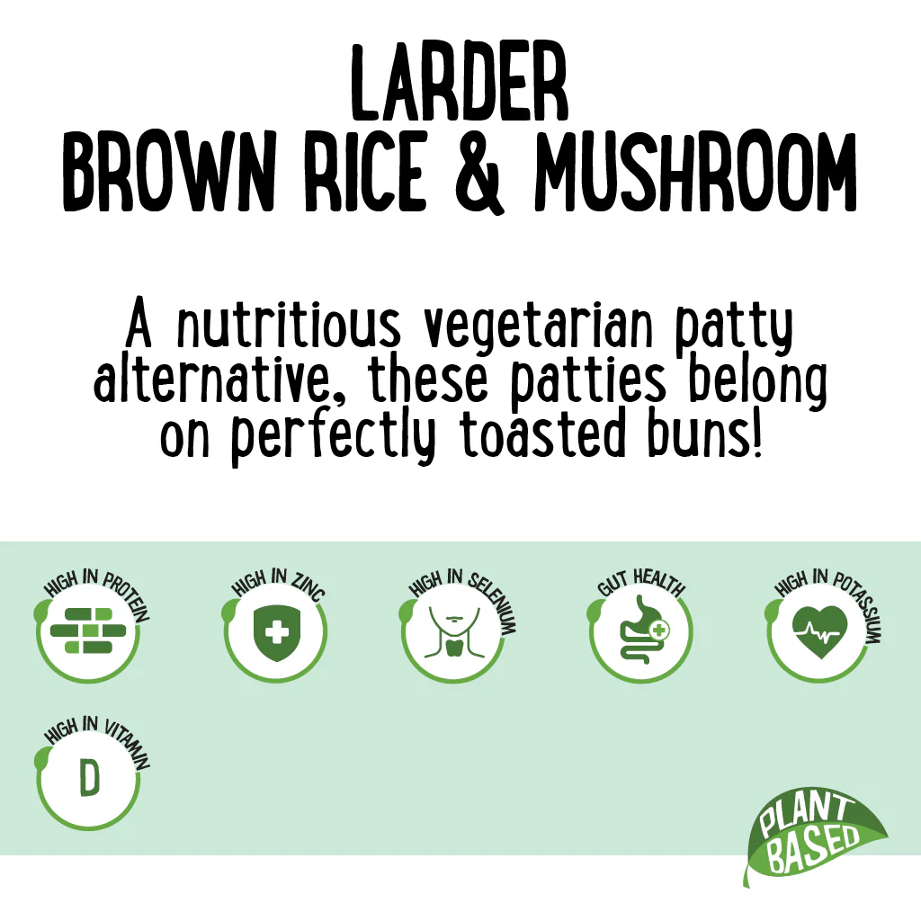 Larder Fresh Burgers  Brown Rice, Mushroom and Seaweed 250g - Image 3