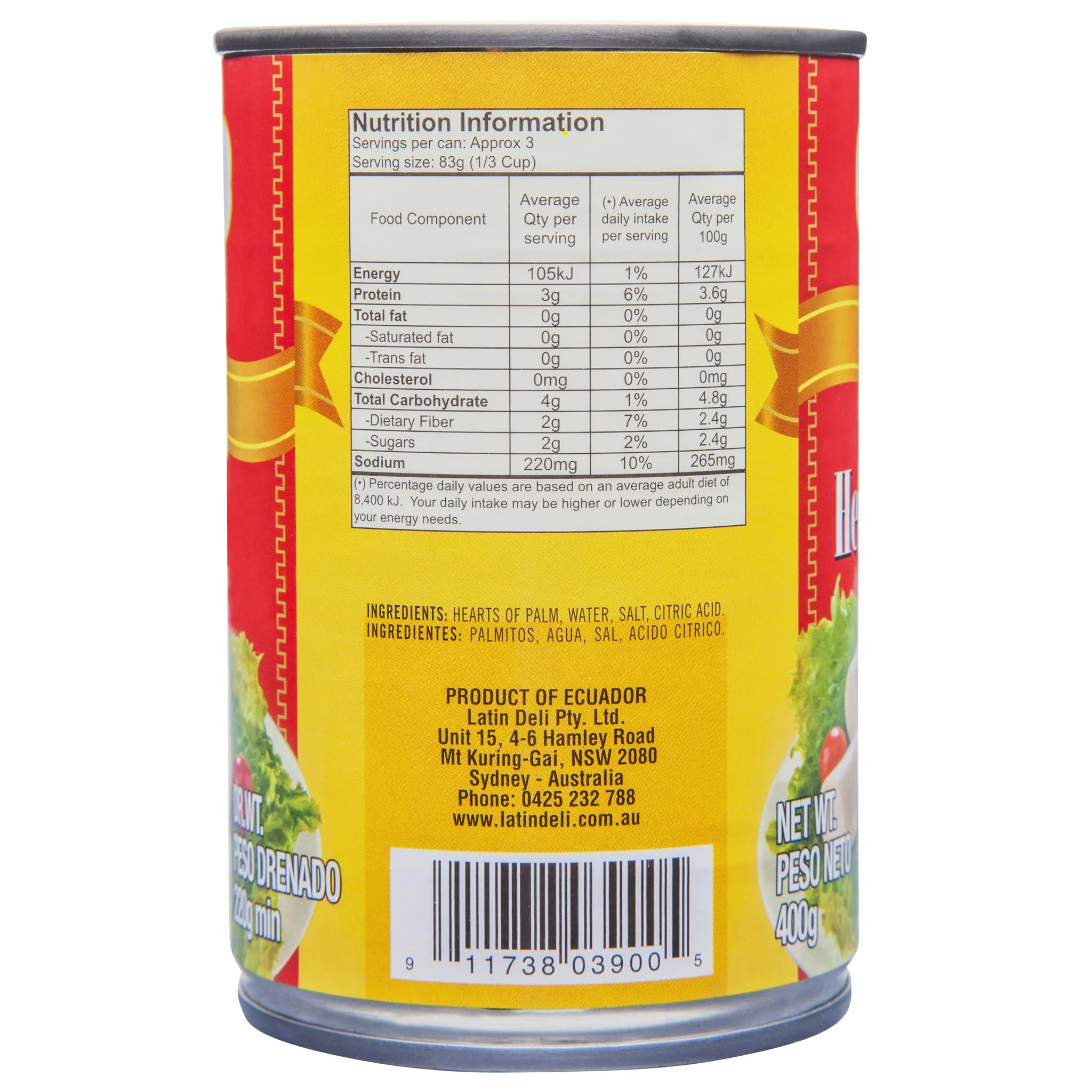 Latin Deli Hearts Of Palm Whole 400g - Image 2