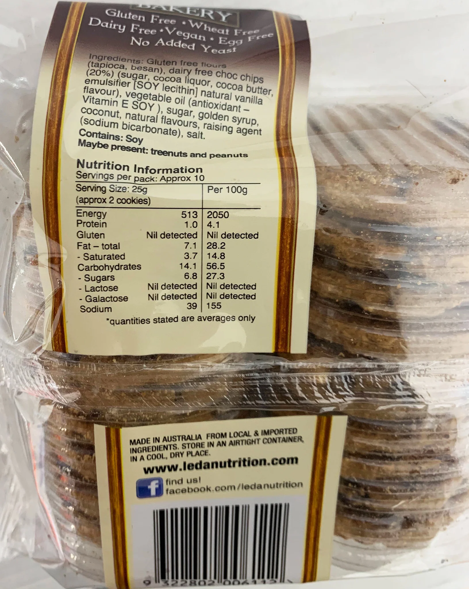 Leda Bakery Choc Chip Cookies 250g - Image 2