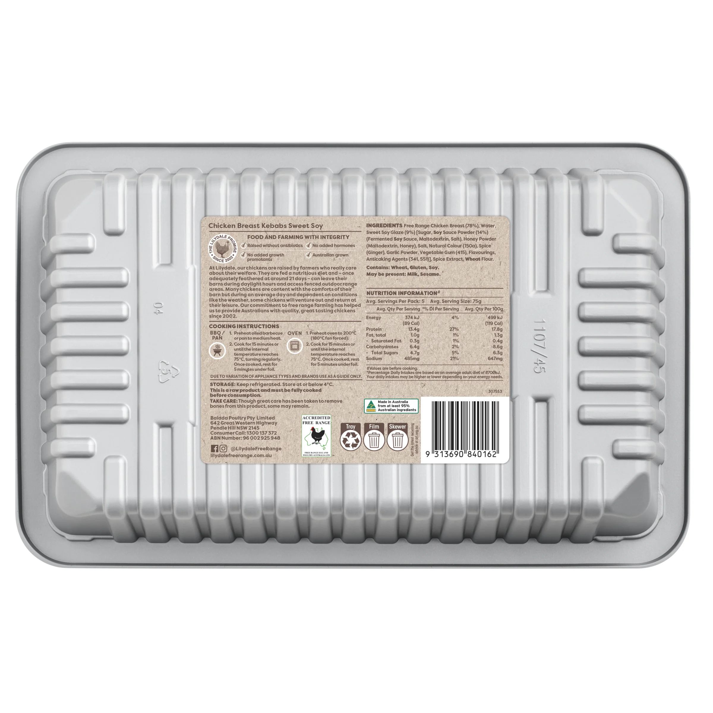 Lilydale Maryland Chicken Sweet Soy Kebab 375g - Image 2