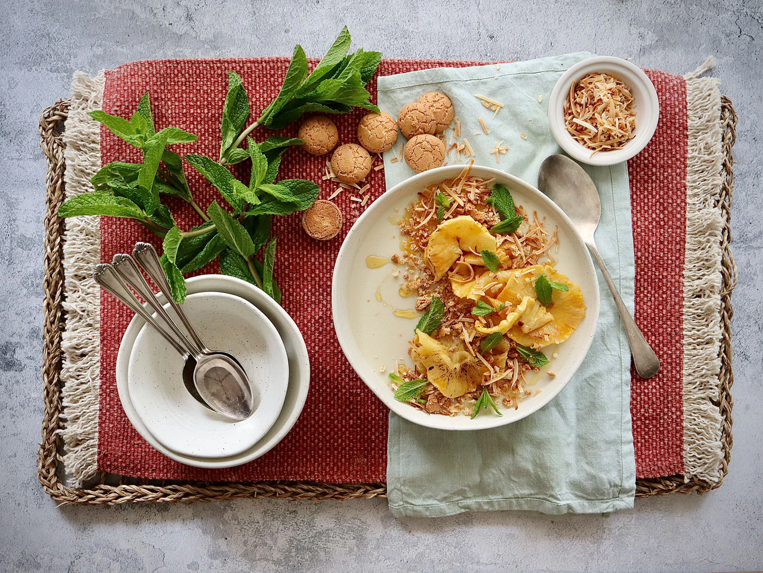 Lime and Ginger Panna Cotta with - Sweet Chilli Roast Pineapple and Amaretti Crumbs - Image 2