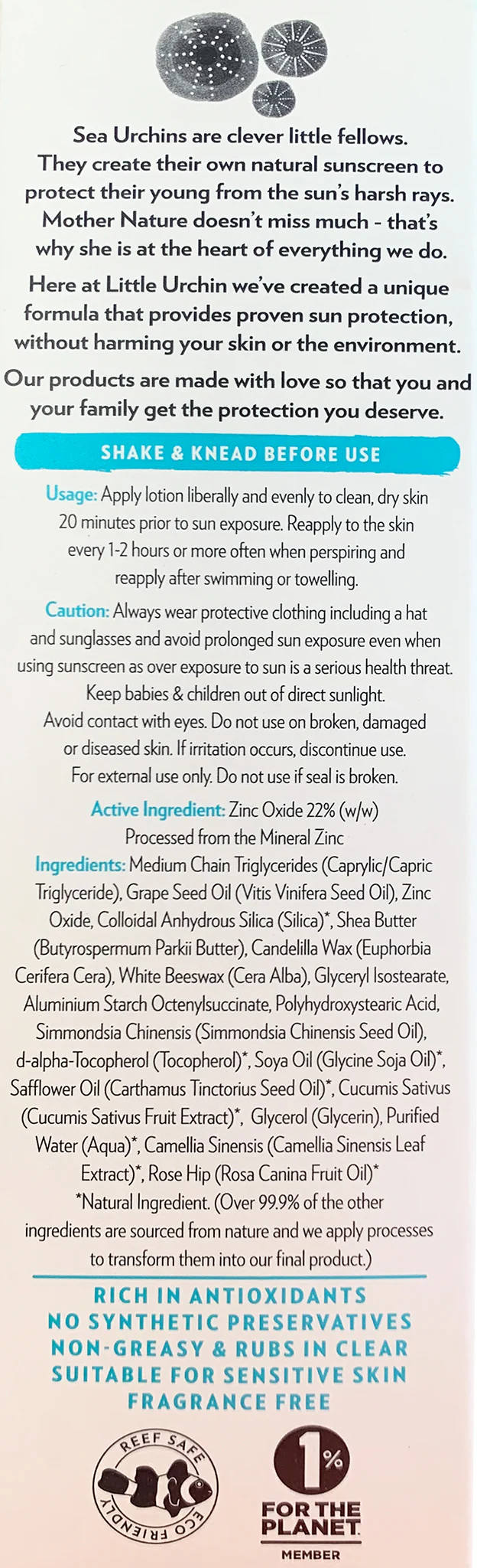 Little Urchin Natural SPF30 Sunscreen 100g - Image 2