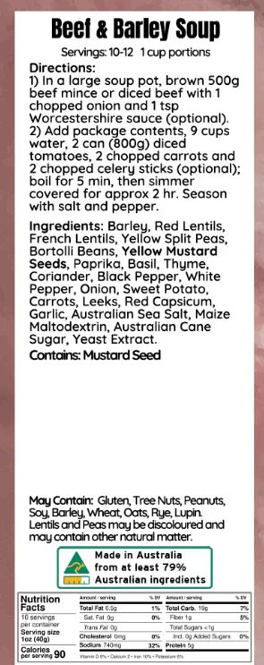 Lolli's Artisan Beef and Barley Soup Mix 400g - Image 2