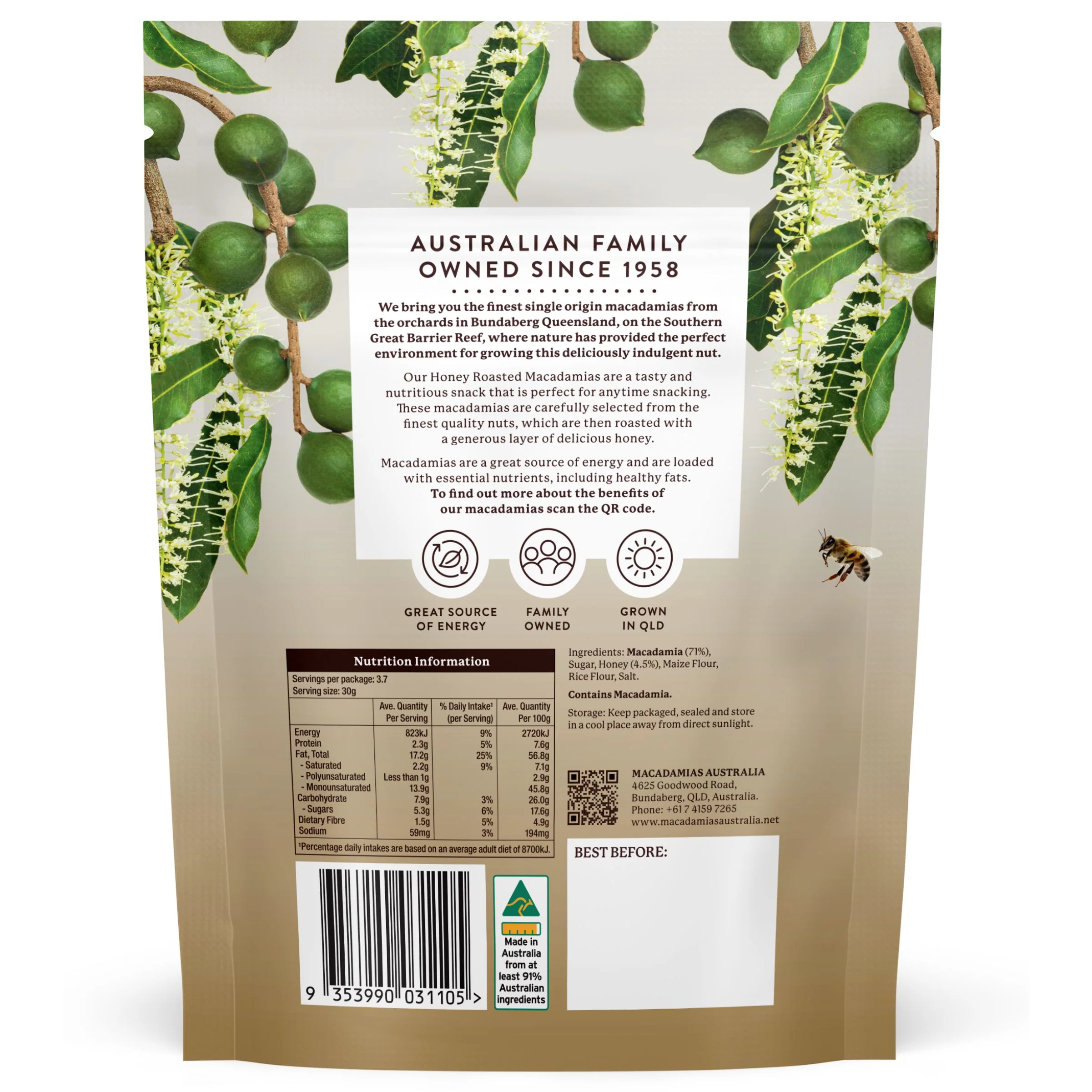 Macadamias Australia Honey Roasted Macadamias 110g - Image 2