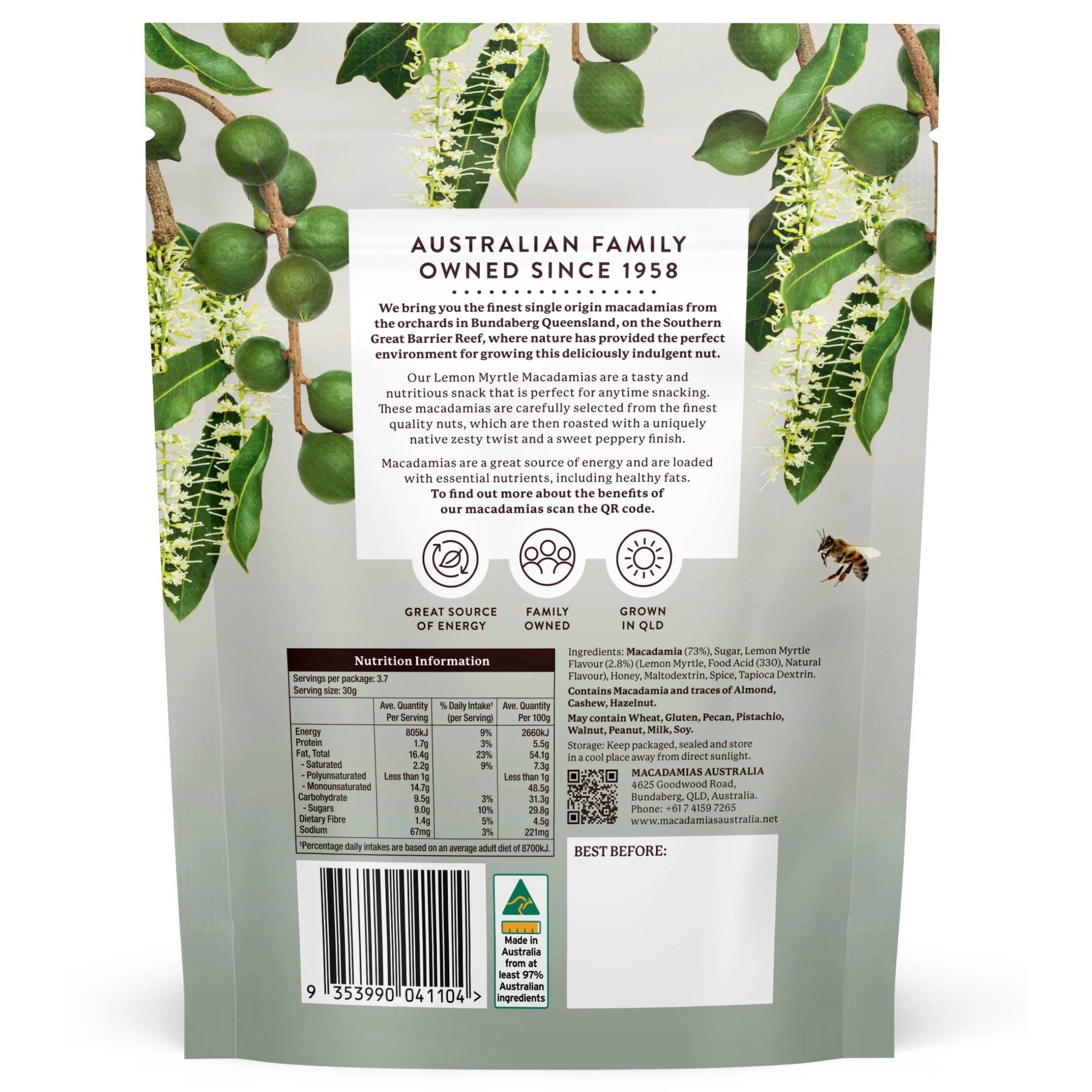 Macadamias Australia Lemon Myrtle Macadamias 110g - Image 2