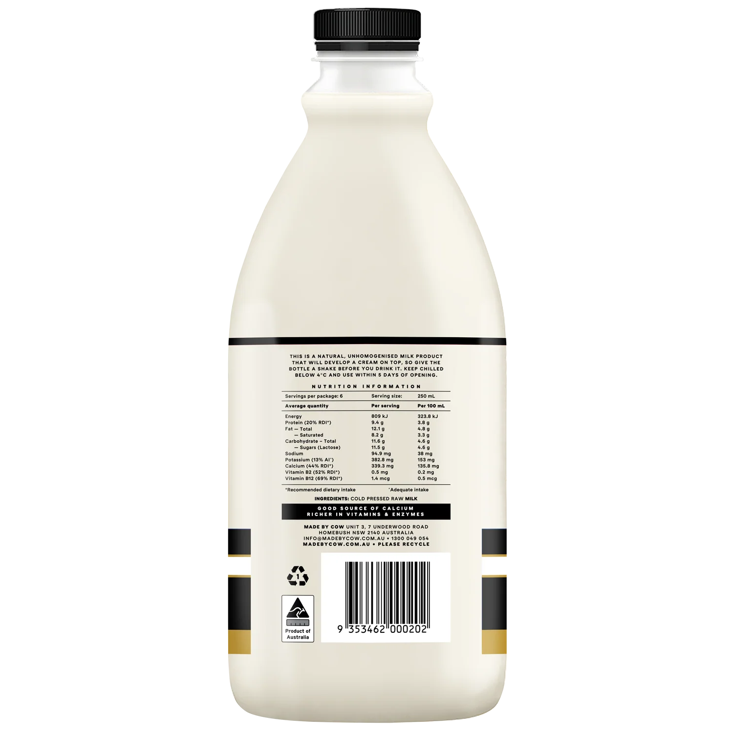 Made by Cow Cold Pressed Raw Jersey Milk 1.5L - Image 2