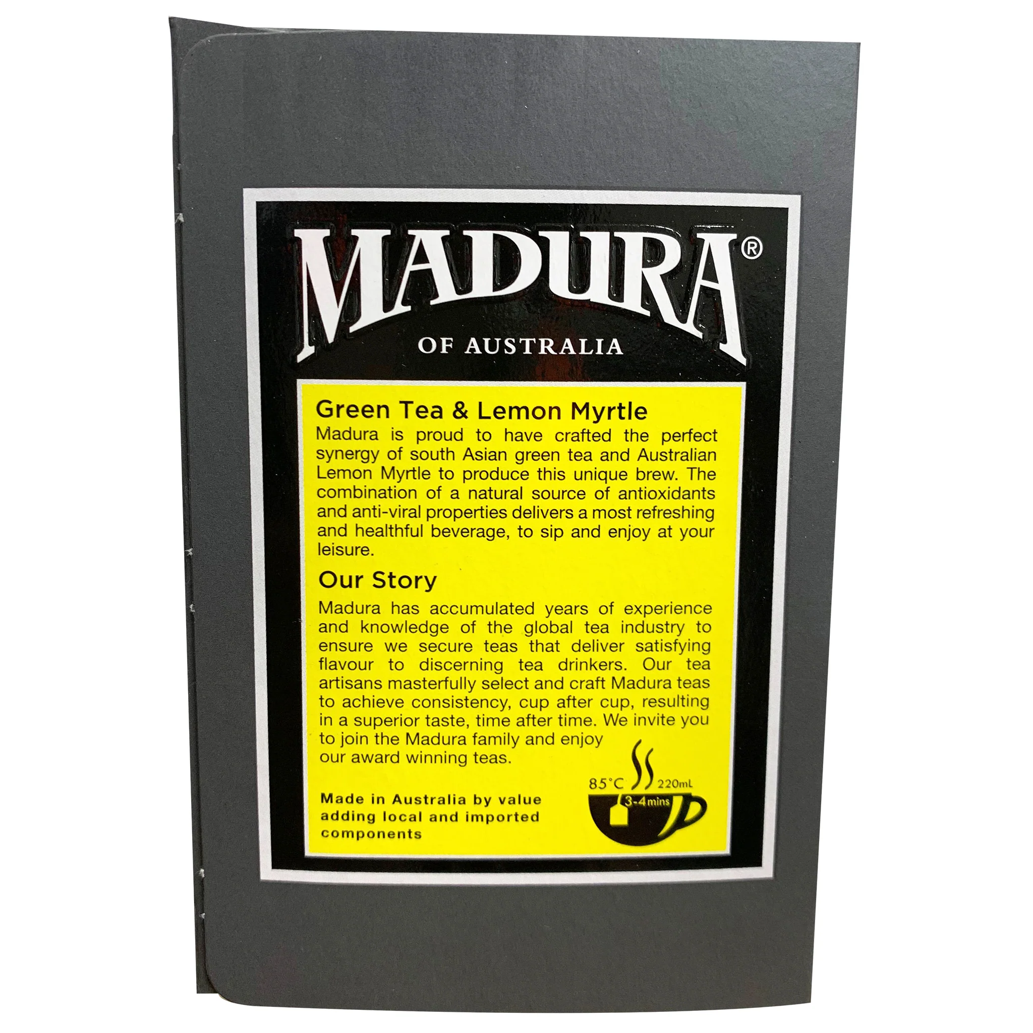 Madura Green Tea and Lemon Myrtle Teabags x20 30g - Image 2