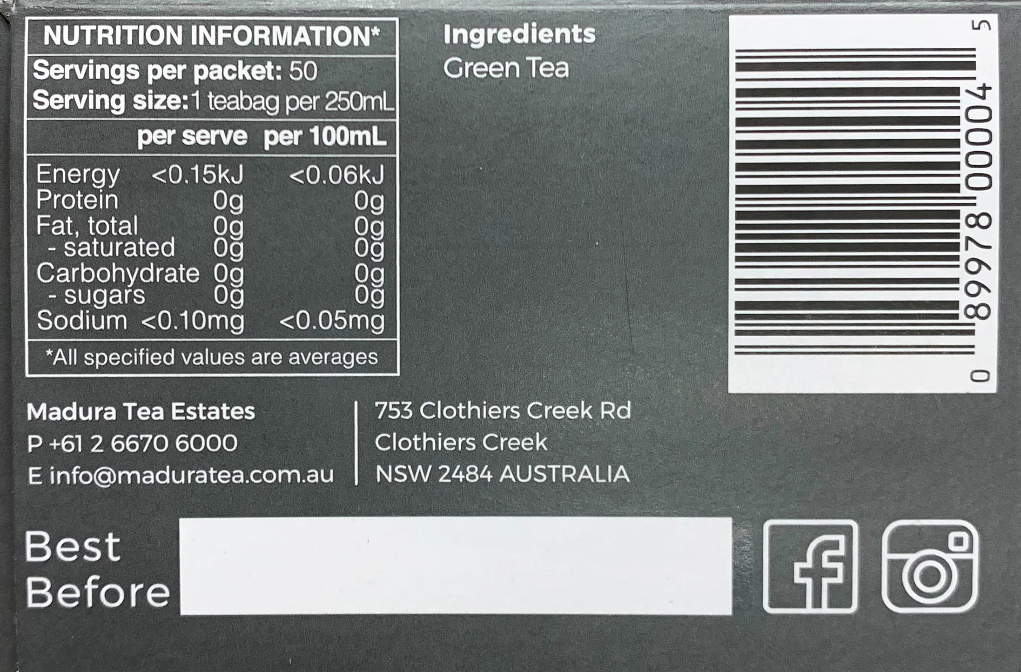 Madura Green Teabags x50 75g - Image 2