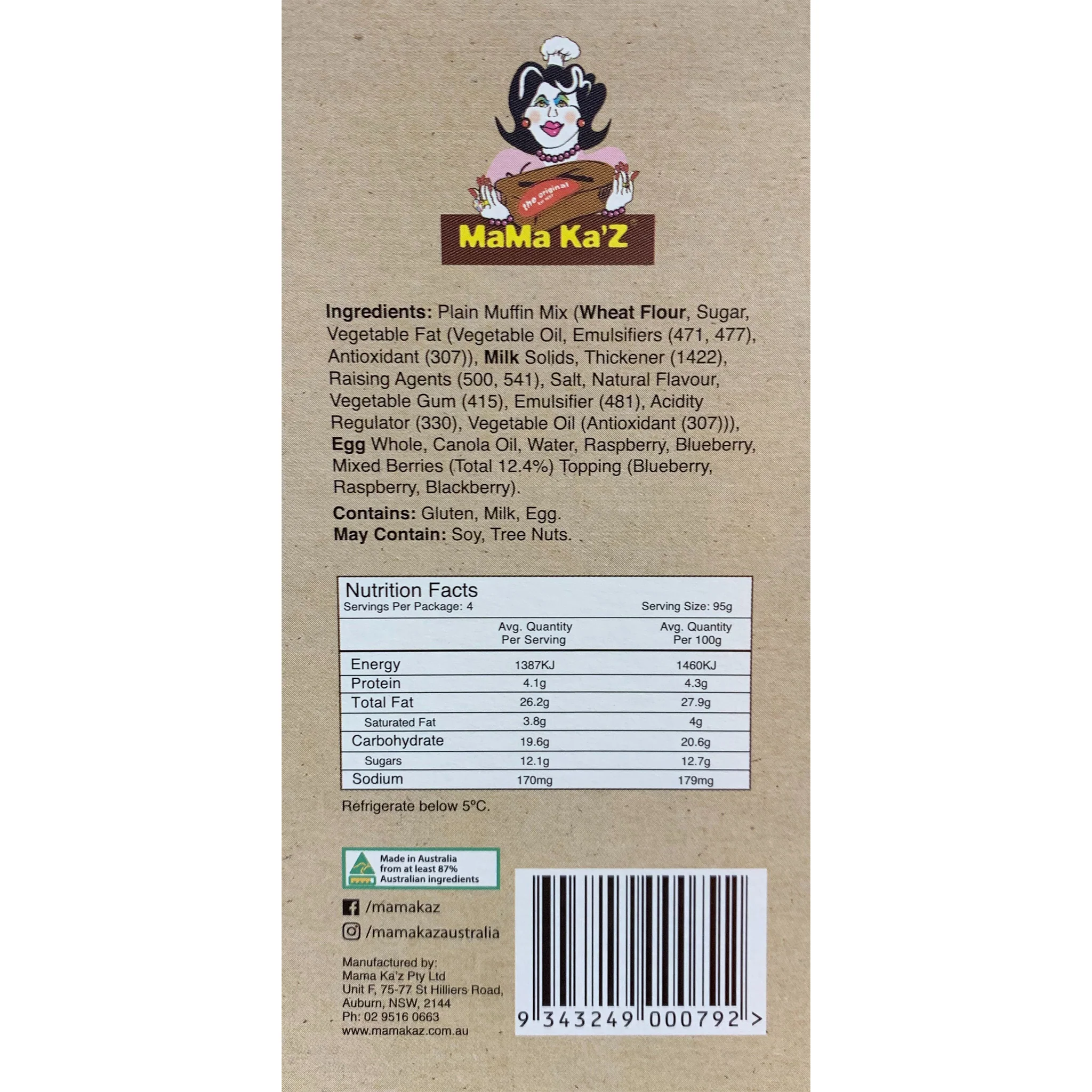 MamaKaz Bread Muffins Mixed Berry x4 380g - Image 3