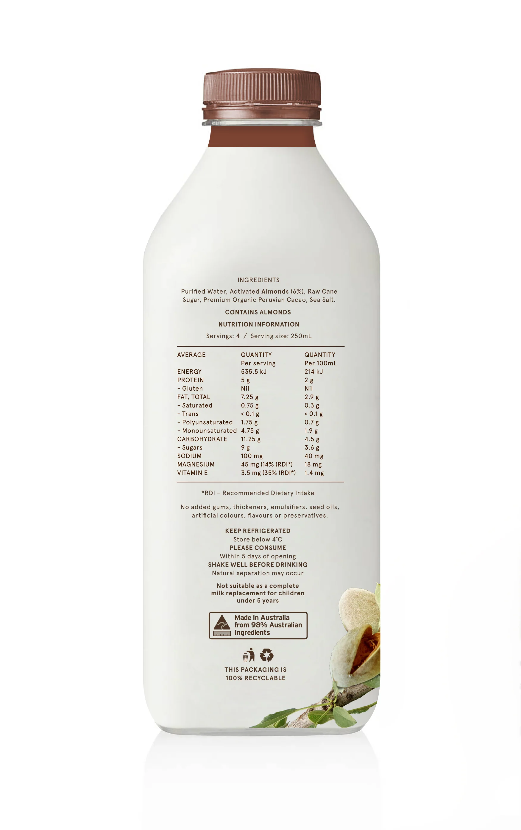 Mandole Orchard Almond Milk Chocolate 1L - Image 2