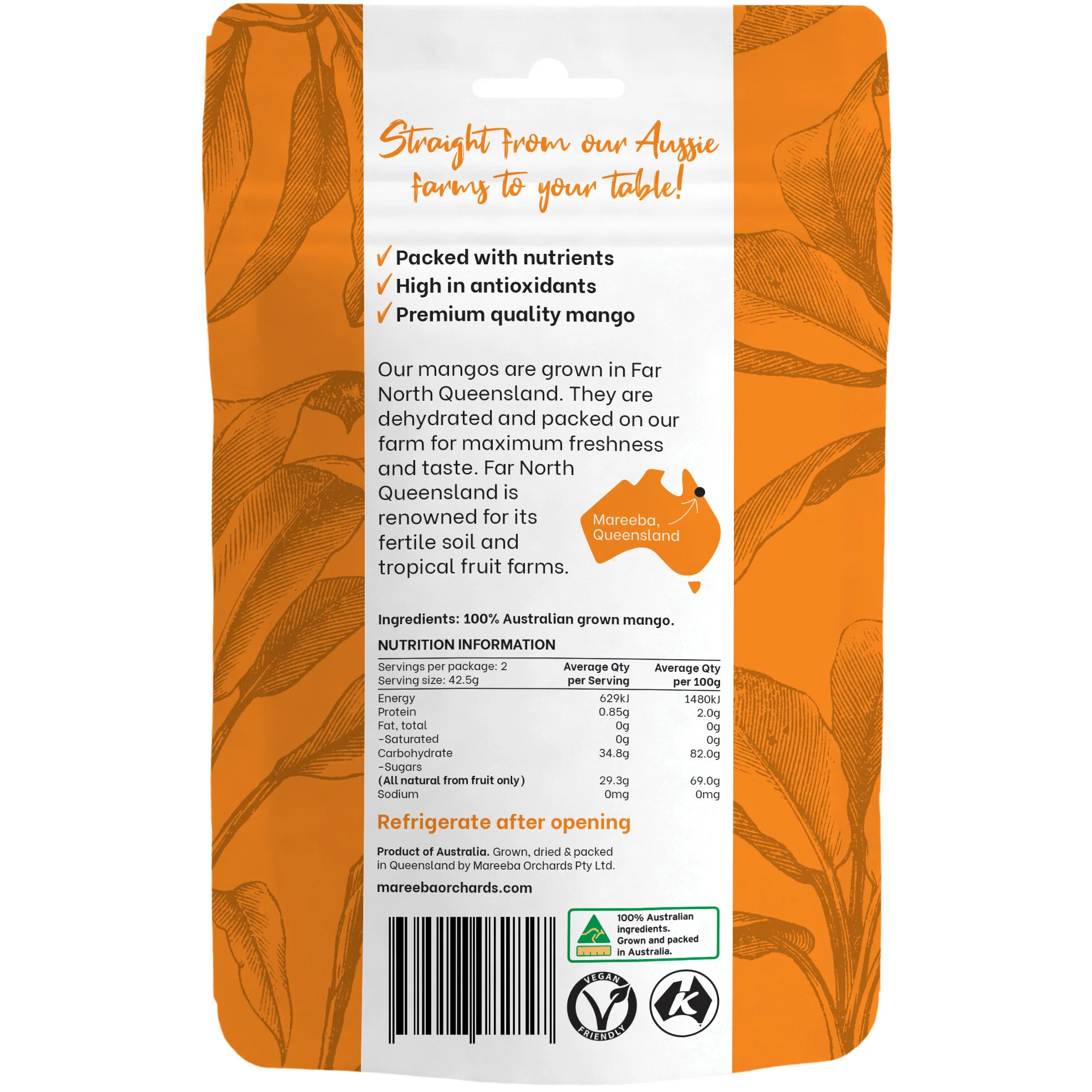 Mareeba Orchards Dried Mango 85g - Image 2