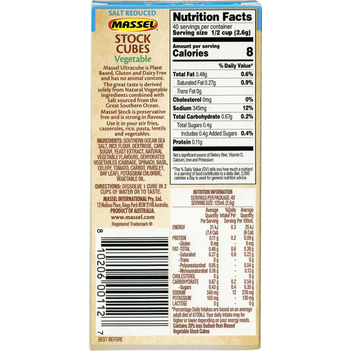 Massel Salt Reduced Vegetable Stock Cubes 105g - Image 2