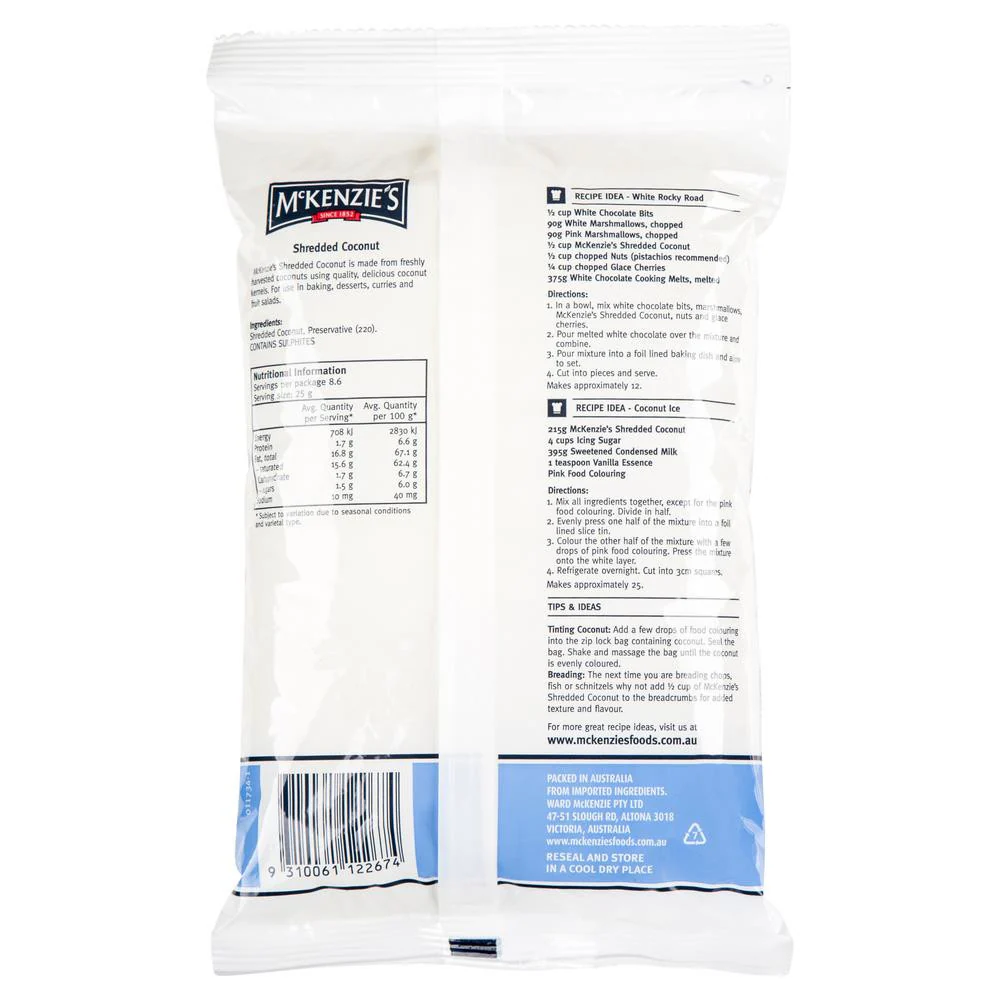 Mckenzie's Coconut Shredded 215g - Image 2