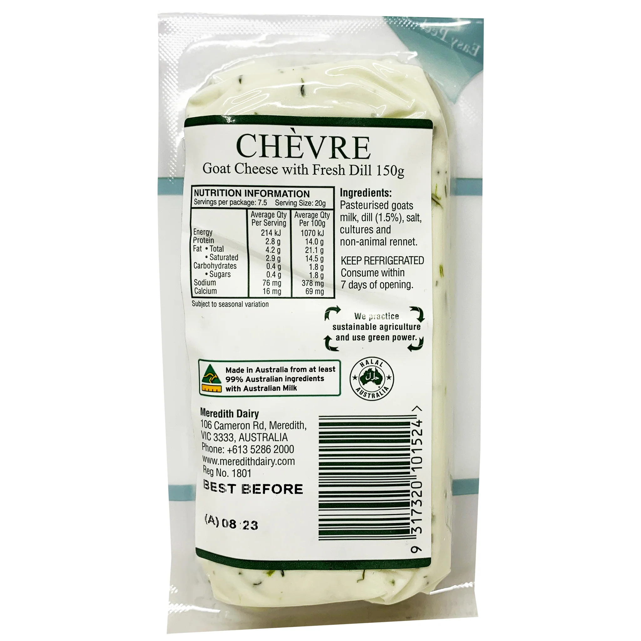 Meredith Dairy Goat Cheese Fresh Chevre Dill 150g - Image 2