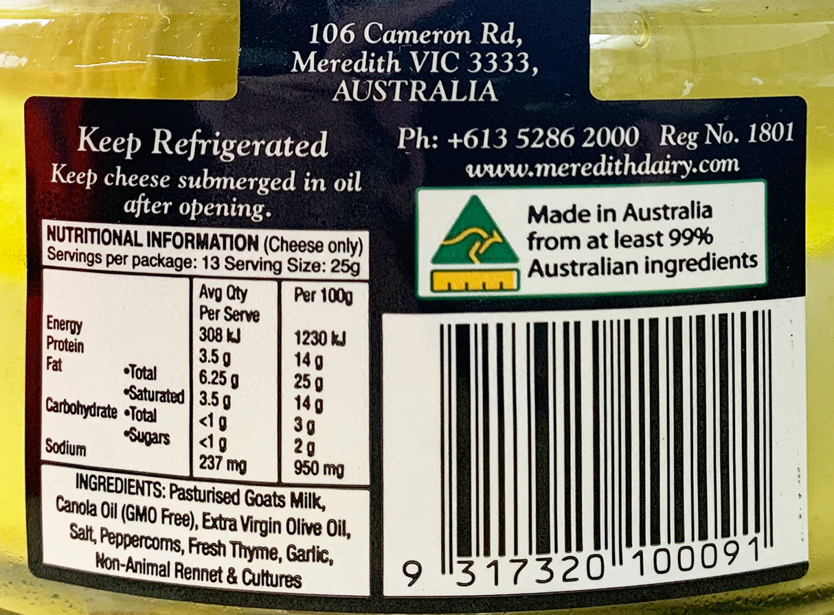 Meredith Dairy Marinated Goat Cheese 550g - Image 2