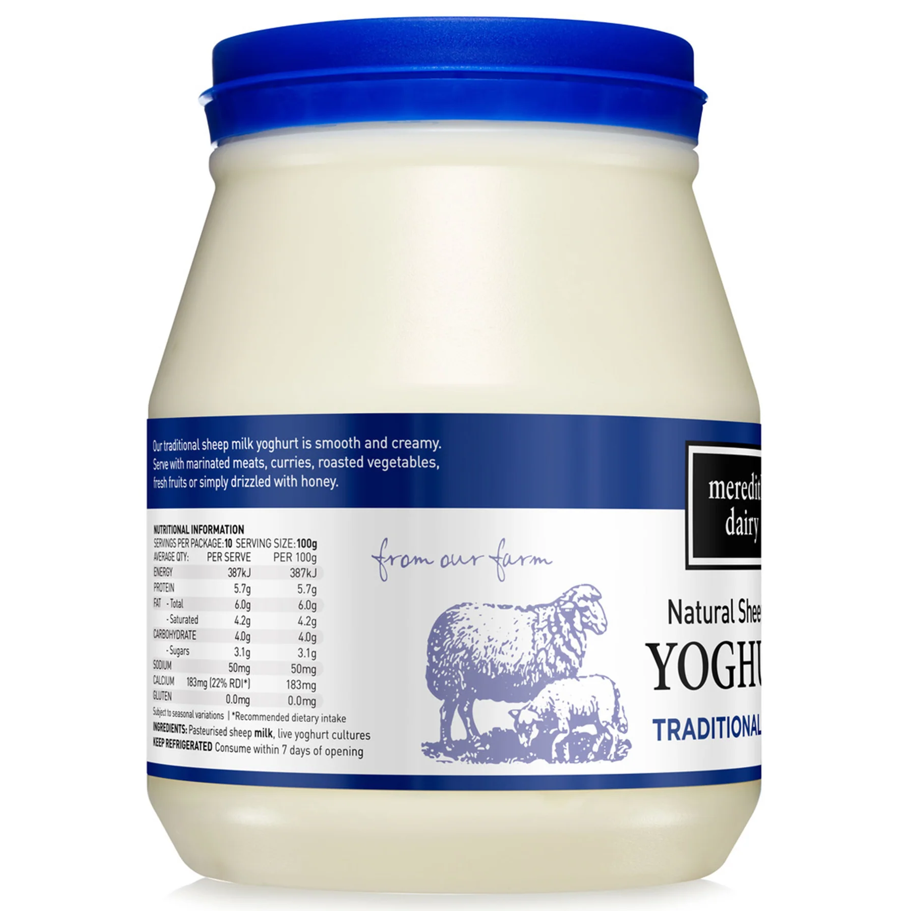 Meredith Dairy Natural Sheep Milk Yoghurt Traditional Greek 1kg - Image 3
