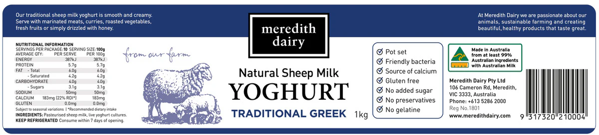 Meredith Dairy Natural Sheep Milk Yoghurt Traditional Greek 1kg - Image 4