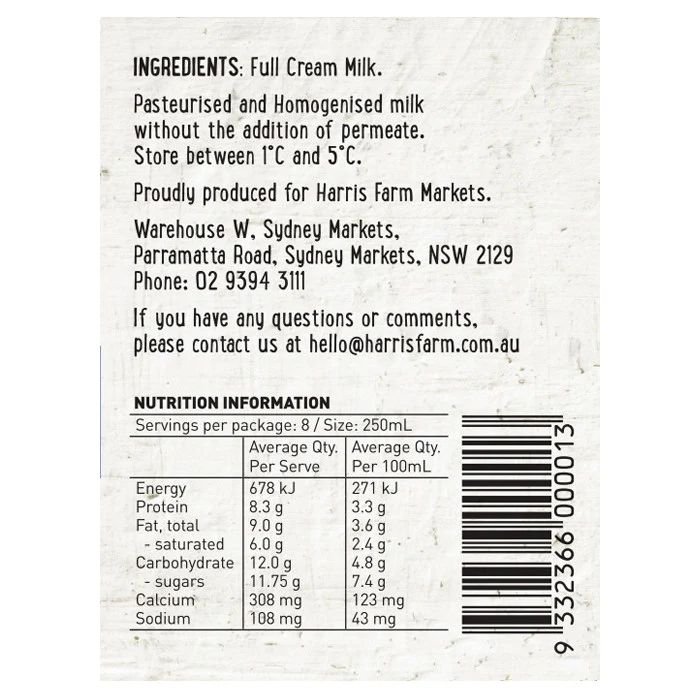 Harris Farm Farmer Friendly Full Cream Milk 2L - Image 3