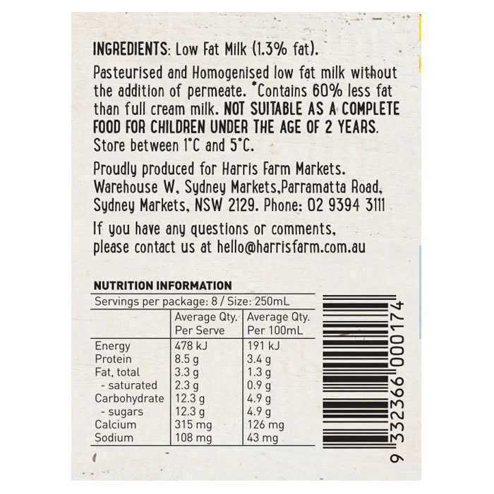 Harris Farm Farmer Friendly Lite Milk 2L - Image 3